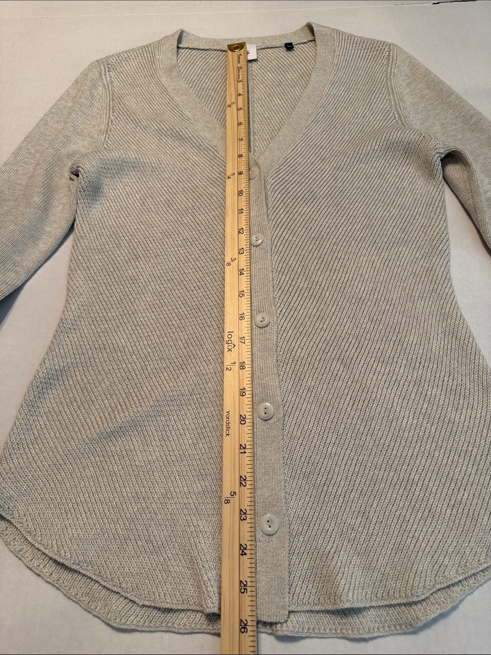 CAbi 3161 Shirttail Ribbed Cardigan Light Gray Size Small - Picture 6 of 11